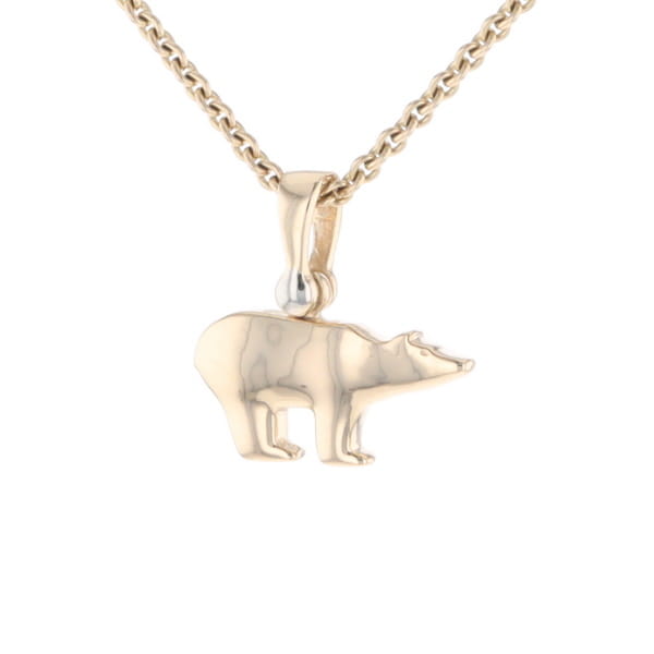 Gold Quartz Inlaid Polar Bear Pendant