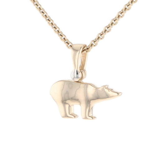 Gold Quartz Inlaid Polar Bear Pendant