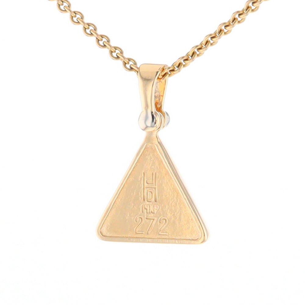 Gold Quartz Necklace Triangle Inlaid Pendant with .02ct Diamond