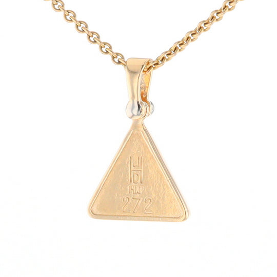 Gold Quartz Necklace Triangle Inlaid Pendant with .02ct Diamond