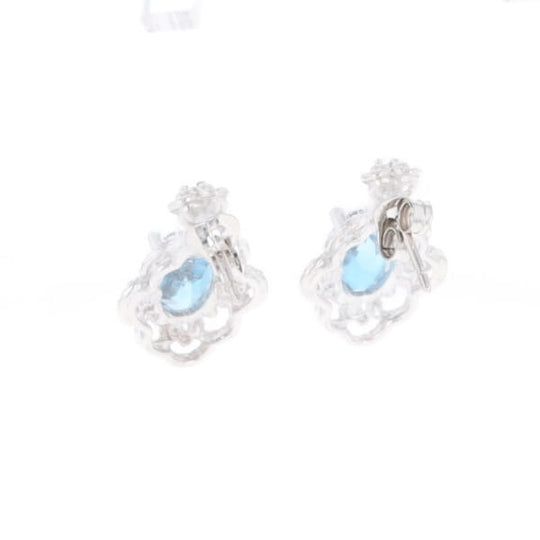 London Blue Topaz in Filigree Setting Dangle Earrings