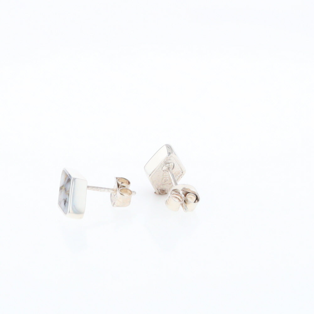 Sterling Silver Gold Quartz Inlaid Diamond Stud Earrings - G3