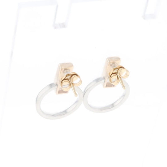 Gold Quartz Rectangle Inlaid Knocker Earrings - G2