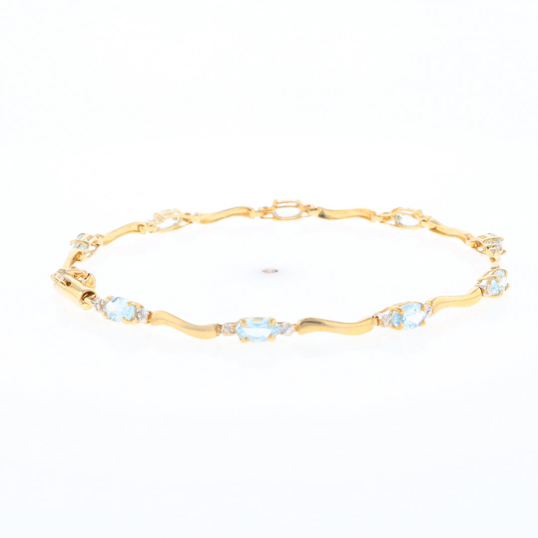 Aquamarine and Diamond Tennis Bracelet