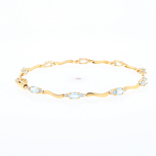 Aquamarine and Diamond Tennis Bracelet