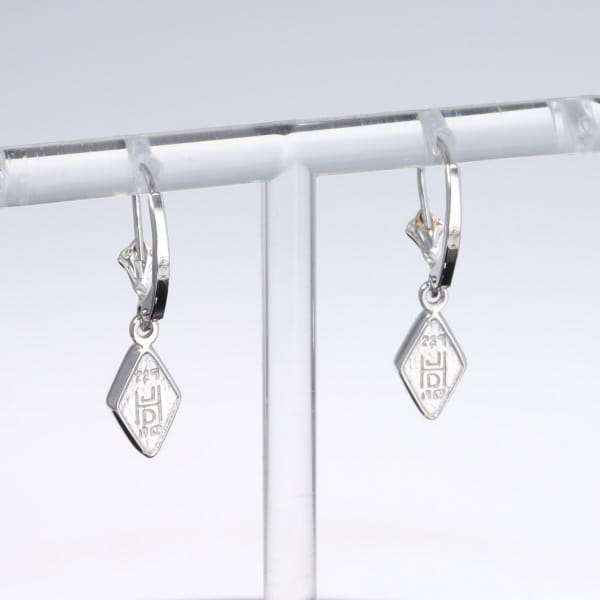 Opal Earrings Diamond Shape Inlaid Design Lever Backs