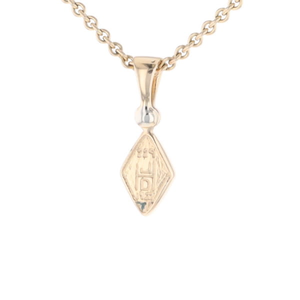 Gold Quartz Necklace Diamond Shape Inlaid Pendant with .02ct Diamond
