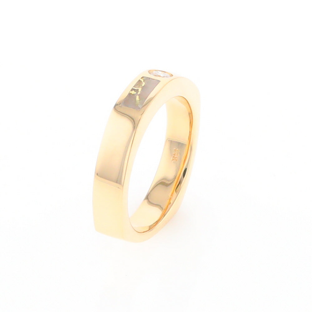 Gold Quartz Ring Double Sided Inlaid Design with .10ct Round Diamond G2