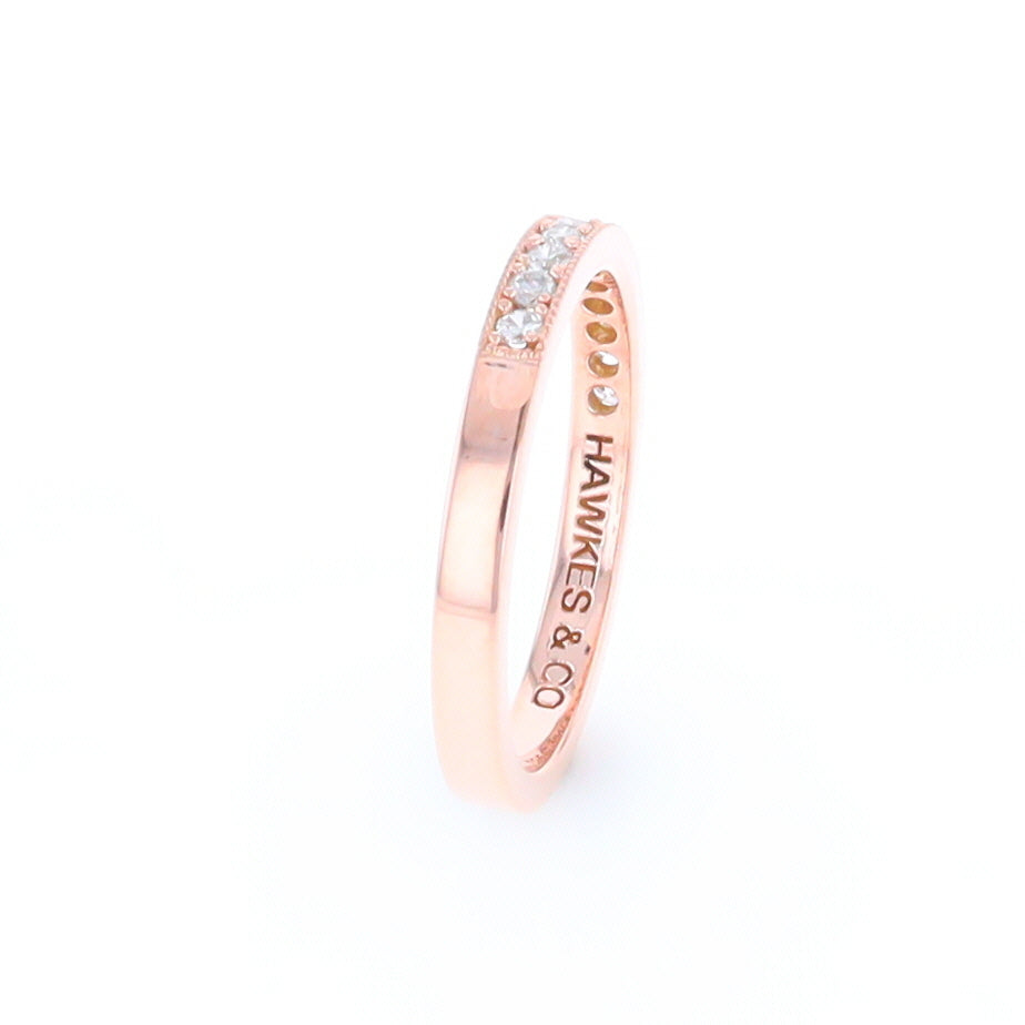 Rose Gold Milgrain Diamond Wedding Band