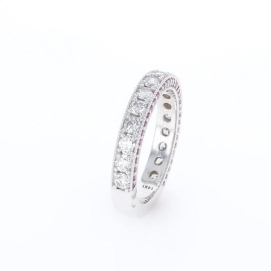 Diamond and Pink Sapphire Wedding Band
