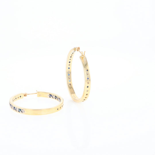 Sapphire & Diamond Hoop Earrings