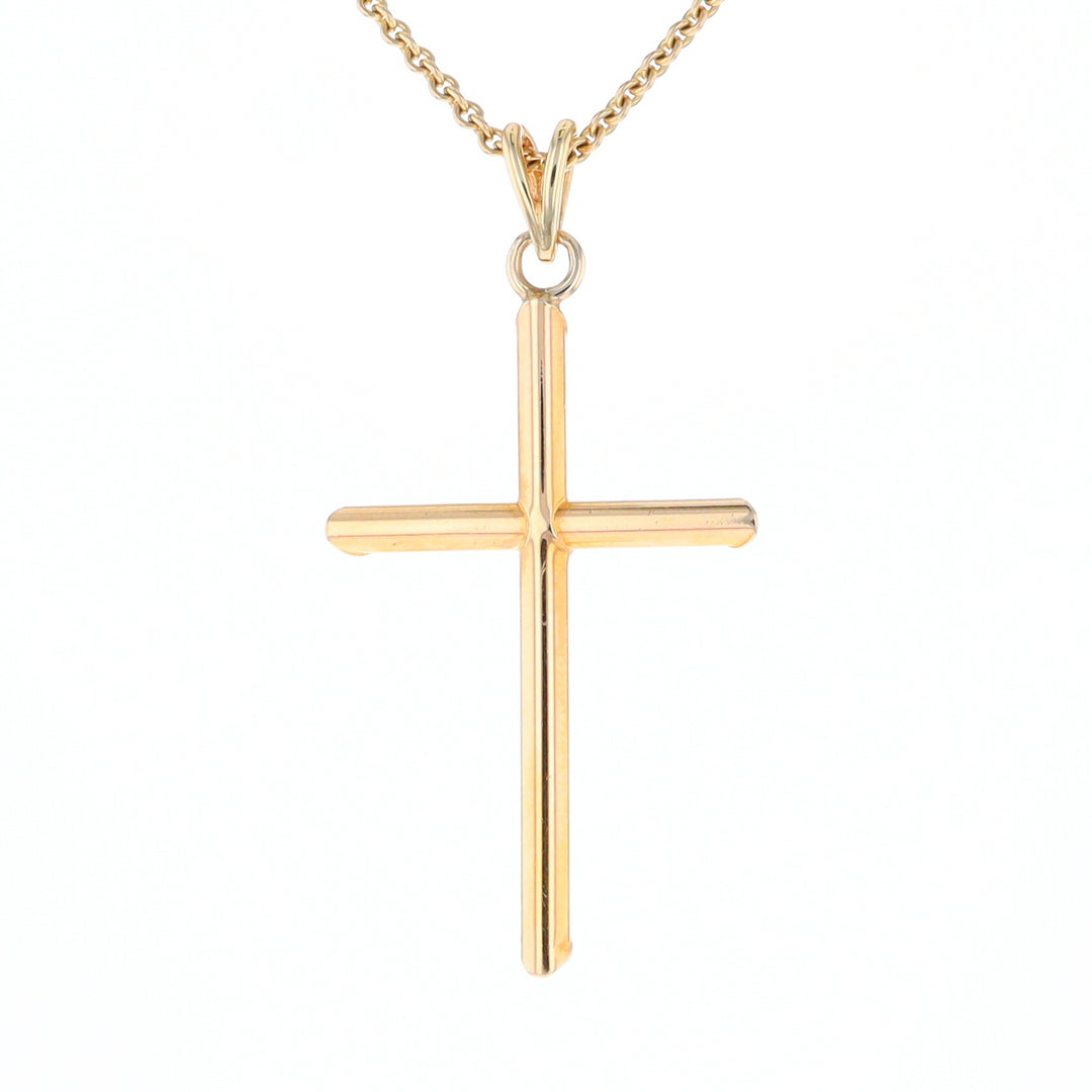 Beveled Edge Tube Cross Pendant