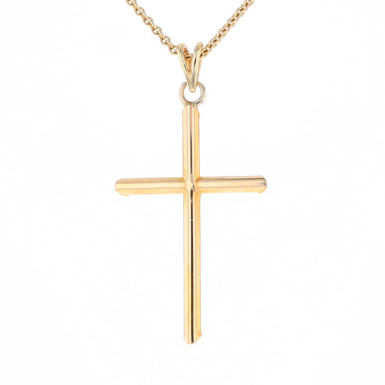 Beveled Edge Tube Cross Pendant