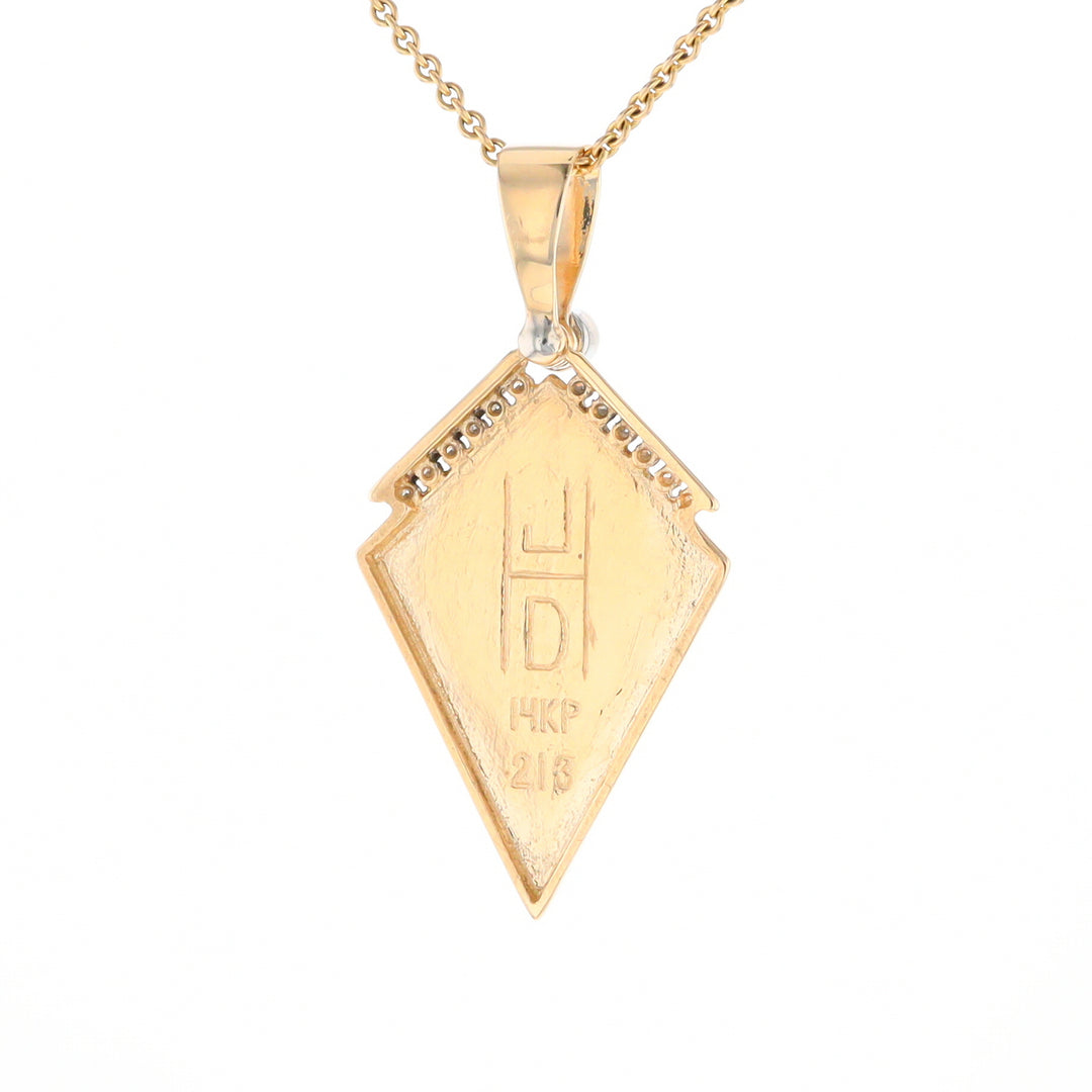 Gold Quartz Kite Shape Inlaid Pendant with .27ctw Diamonds