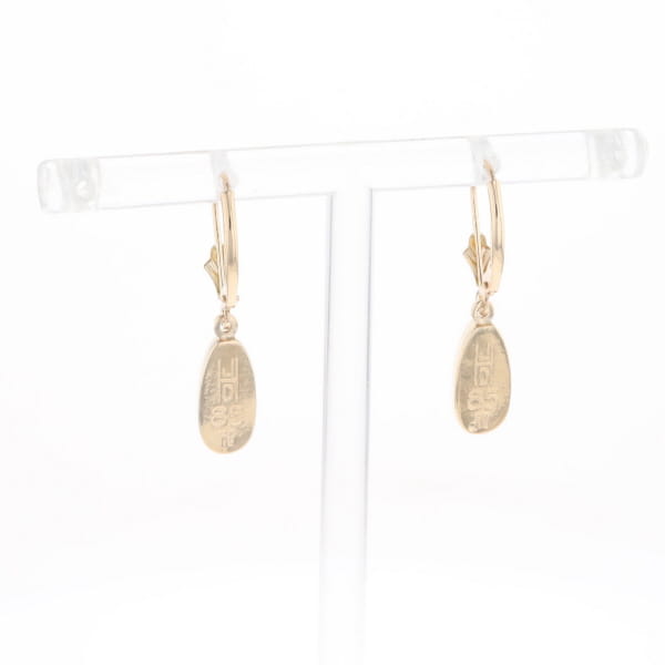 Gold Quartz Earrings Tear Drop Inlaid Lever Backs