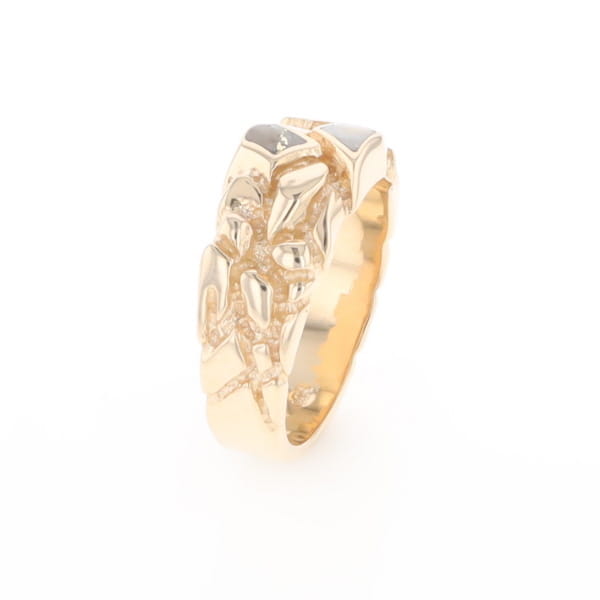 Gold Quartz Ring 3 Section Inlaid Nugget Design Band