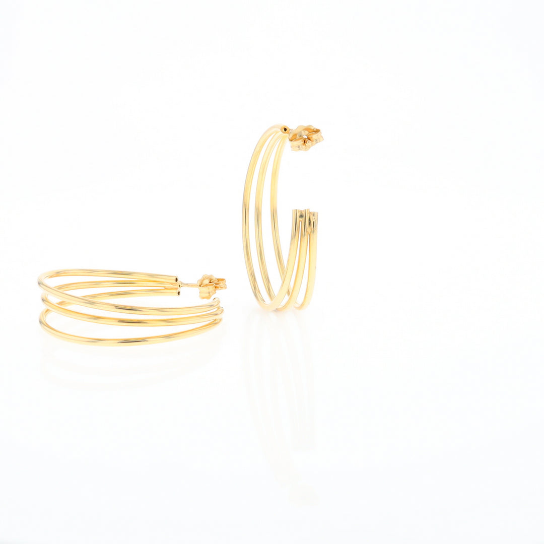 Three Bar Gold Hoop Earrings