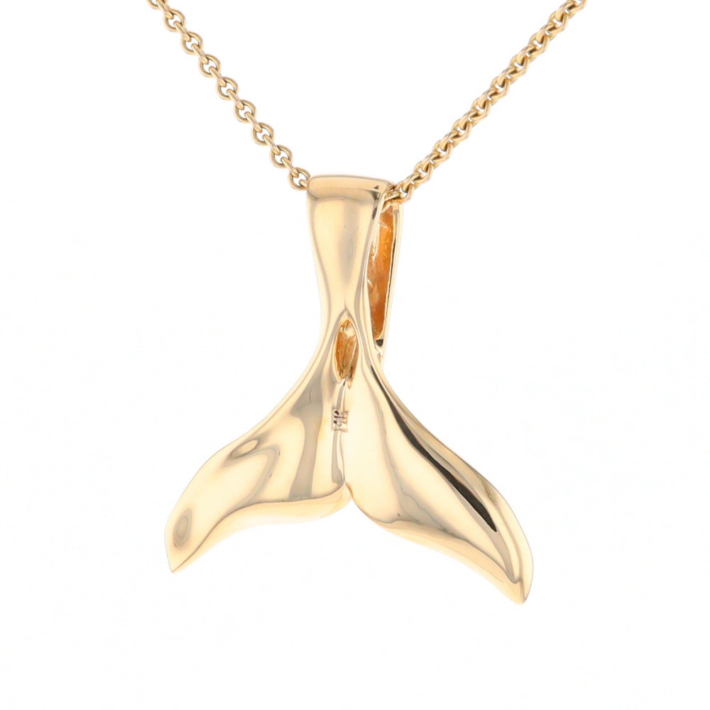 Whale Tail Natural Gold Quartz Single Side Inlaid Pendant