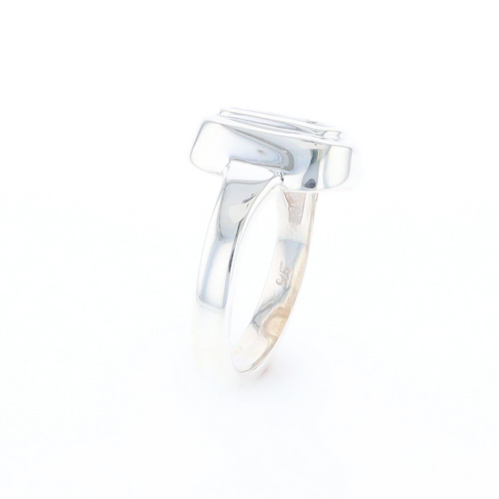 Sterling Silver Gold Quartz Inlaid Rectangular Ring - G3