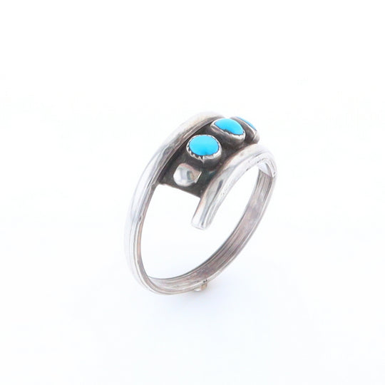 Round Turquoise Row Bypass Ring