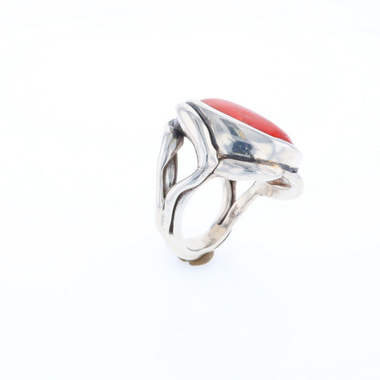 Native Oval Coral Free Form Ring