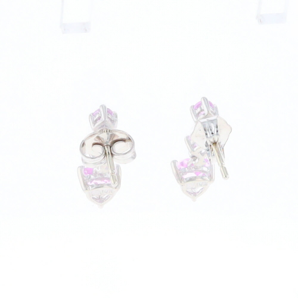 Synthetic Pink Sapphire Dangle Heart Earrings