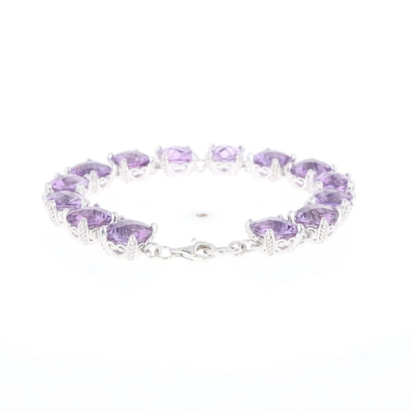 Amethyst Bracelet With Silver Filigree