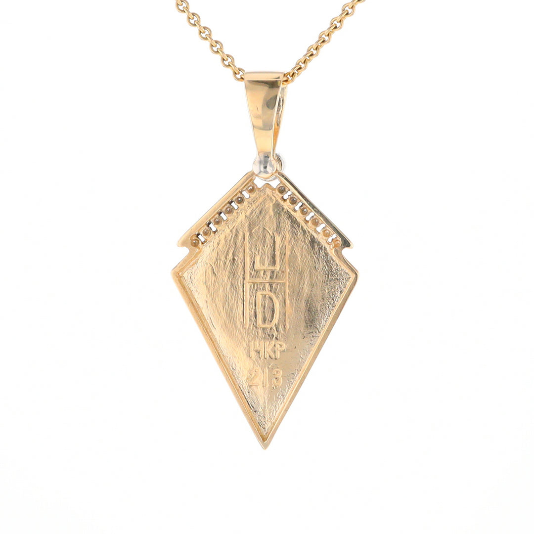 Gold Quartz Kite Shape Inlaid Pendant with .27ctw Diamonds