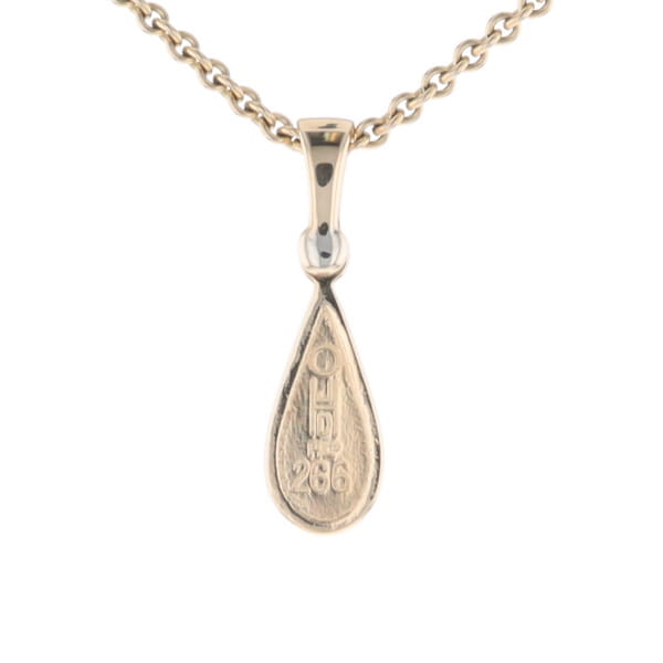 Gold Quartz Pendant Tear Drop Inlaid Design with .02ct Diamond