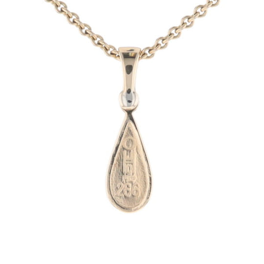 Gold Quartz Pendant Tear Drop Inlaid Design with .02ct Diamond