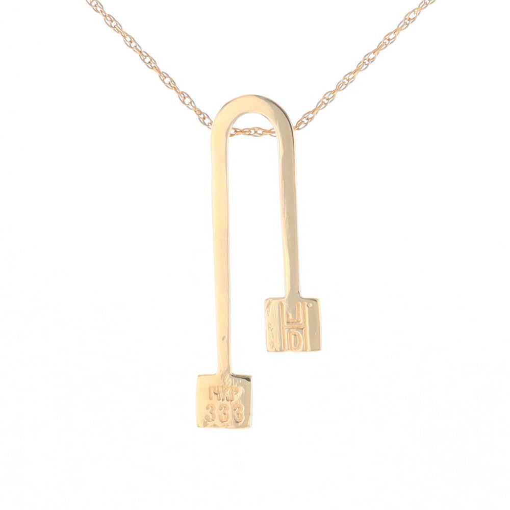 Gold Quartz 2 Square Curved Bar Pendant