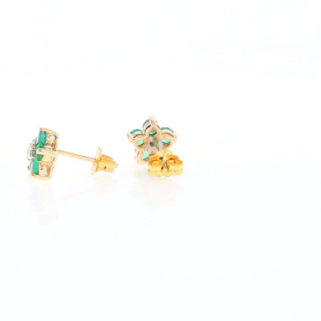 Emerald Flower Stud Earrings