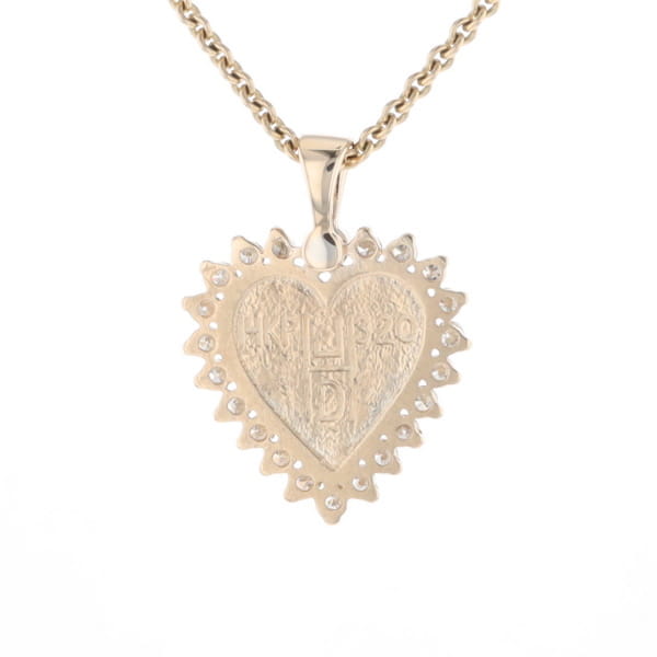 Gold Quartz Heart Shape Inlaid .55Ctw Diamond Pendant