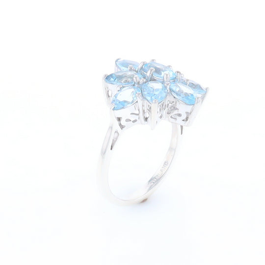 Blue Topaz Flower Ring