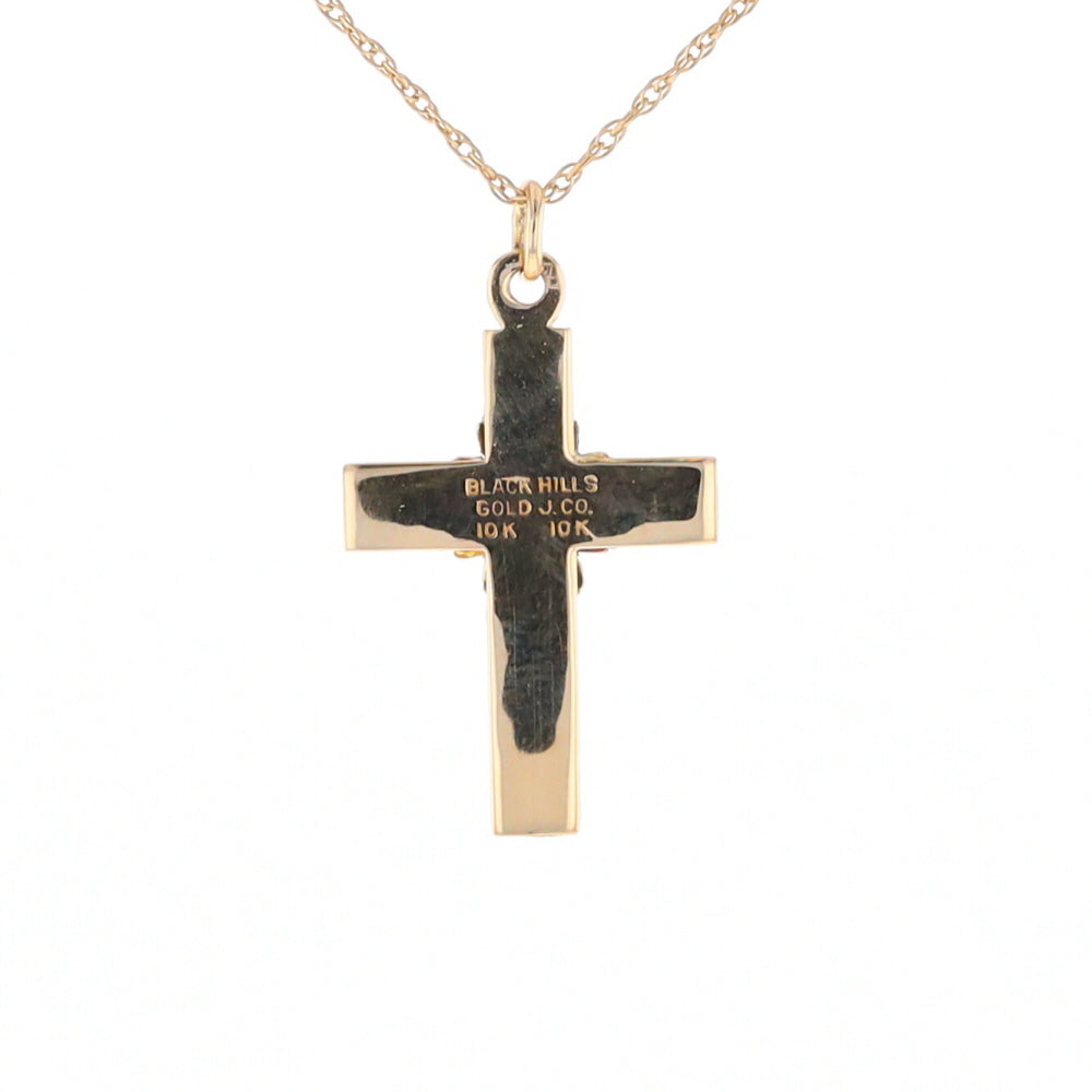 Black Hills Gold Green & Rose Leaf Cross