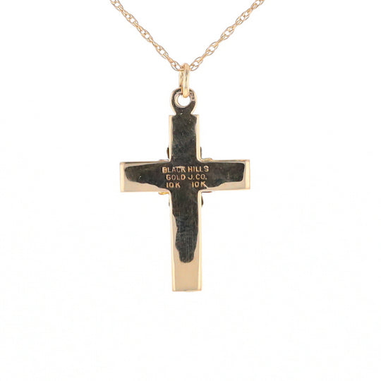 Black Hills Gold Green & Rose Leaf Cross