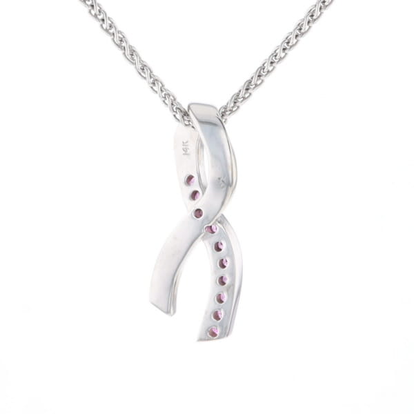 Pink Sapphire Breast Cancer Ribbon Pendant