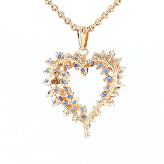 Bursting Sapphire Open Heart Pendant