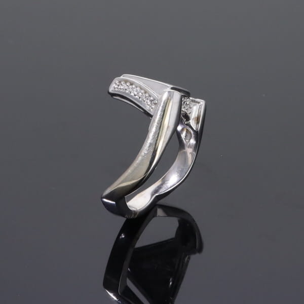 Opal Rings Triangle Inlaid Design with .31ctw Round Diamonds