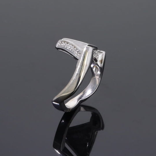 Opal Rings Triangle Inlaid Design with .31ctw Round Diamonds