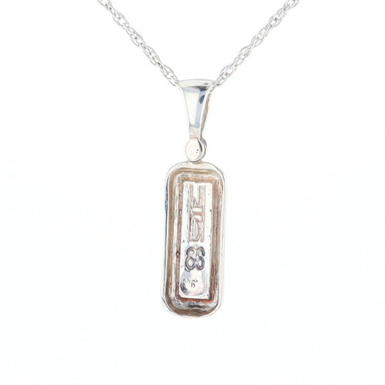 Sterling Silver Gold Quartz Invlaid Rectangle Bar Pendant - G3