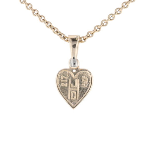 Gold Quartz Necklace Heart Inlaid Design Pendant with .02ct Diamond
