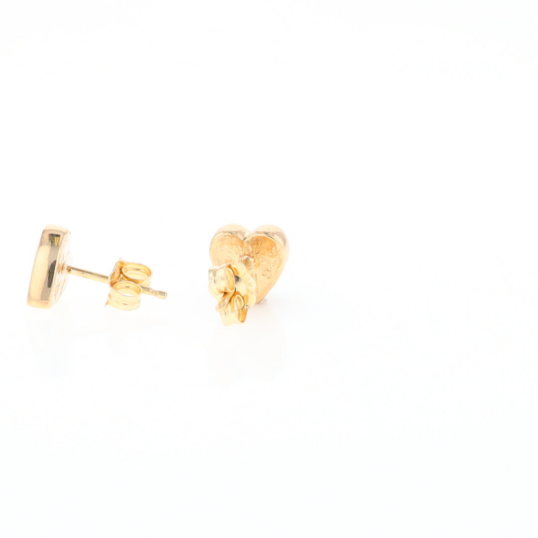 Gold Quartz Heart Stud Earrings - G2