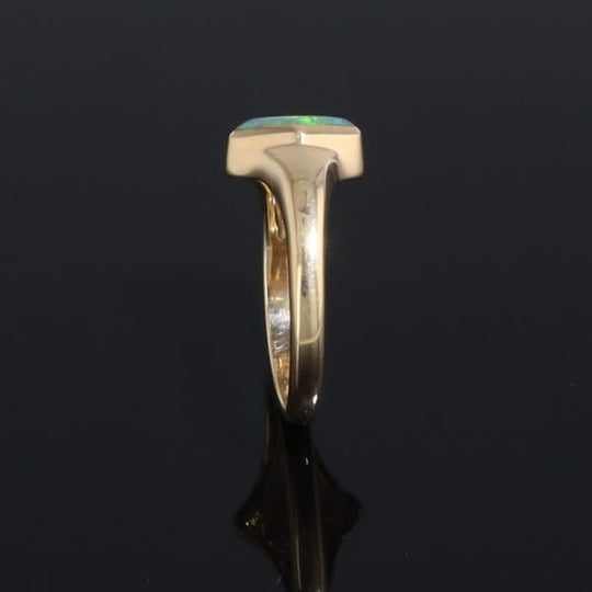 Ethiopian Opal Rings Diamond Shape Inlaid Design