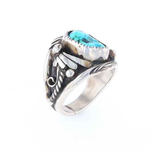 Navajo Turquoise and Feather Design Ring