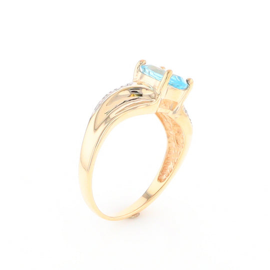 Blue Topaz Ring with Diamond Accents