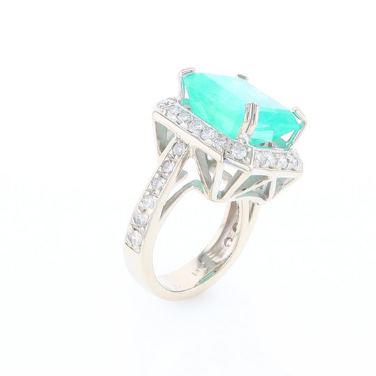 5.25ct Emerald Ring with Diamond Halo