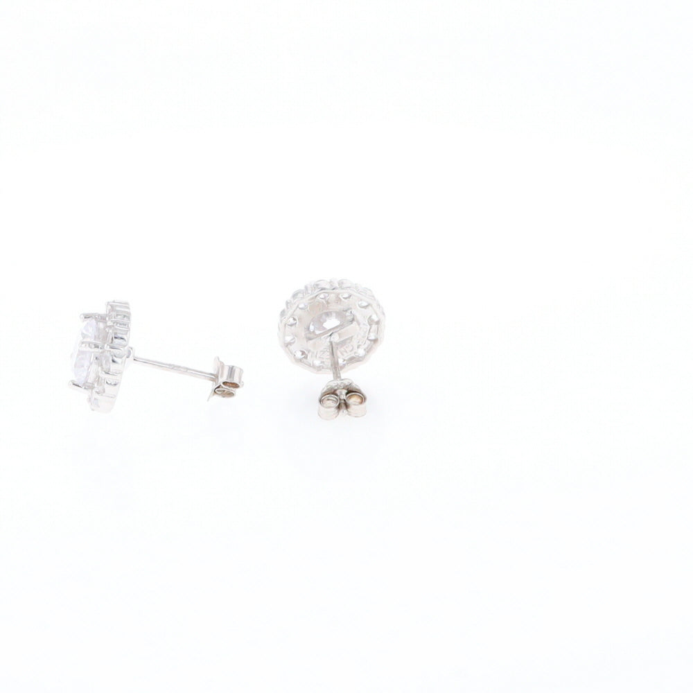 Cubic Zirconia Halo Stud Earrings