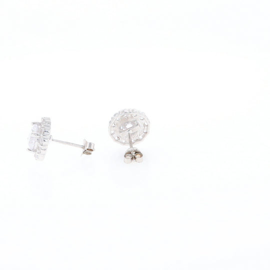 Cubic Zirconia Halo Stud Earrings