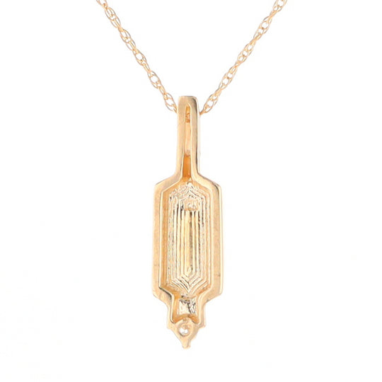 Gold Quartz Pendant with 0.04ctw Diamond Accent